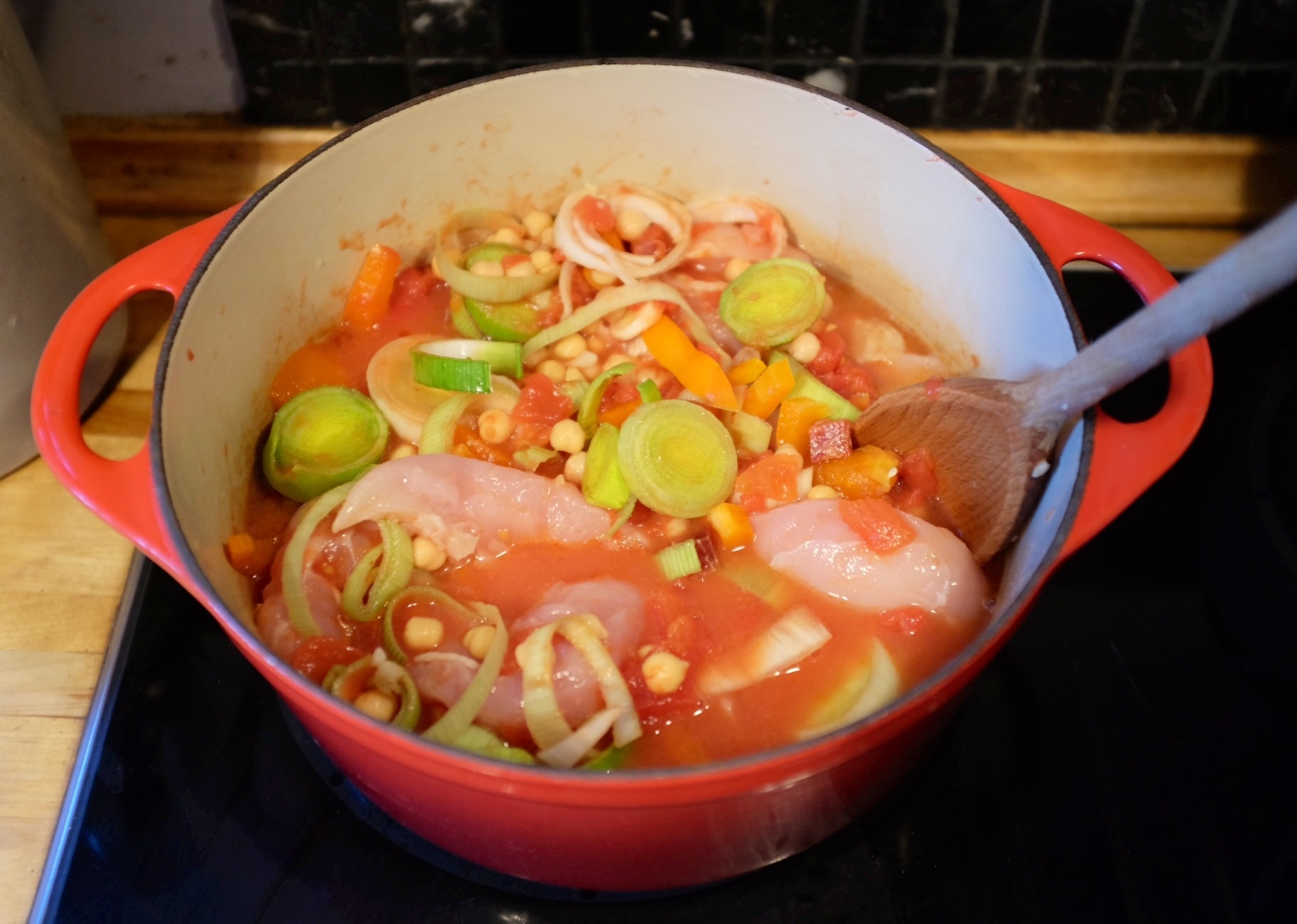 Chicken chorizo chickpea stew