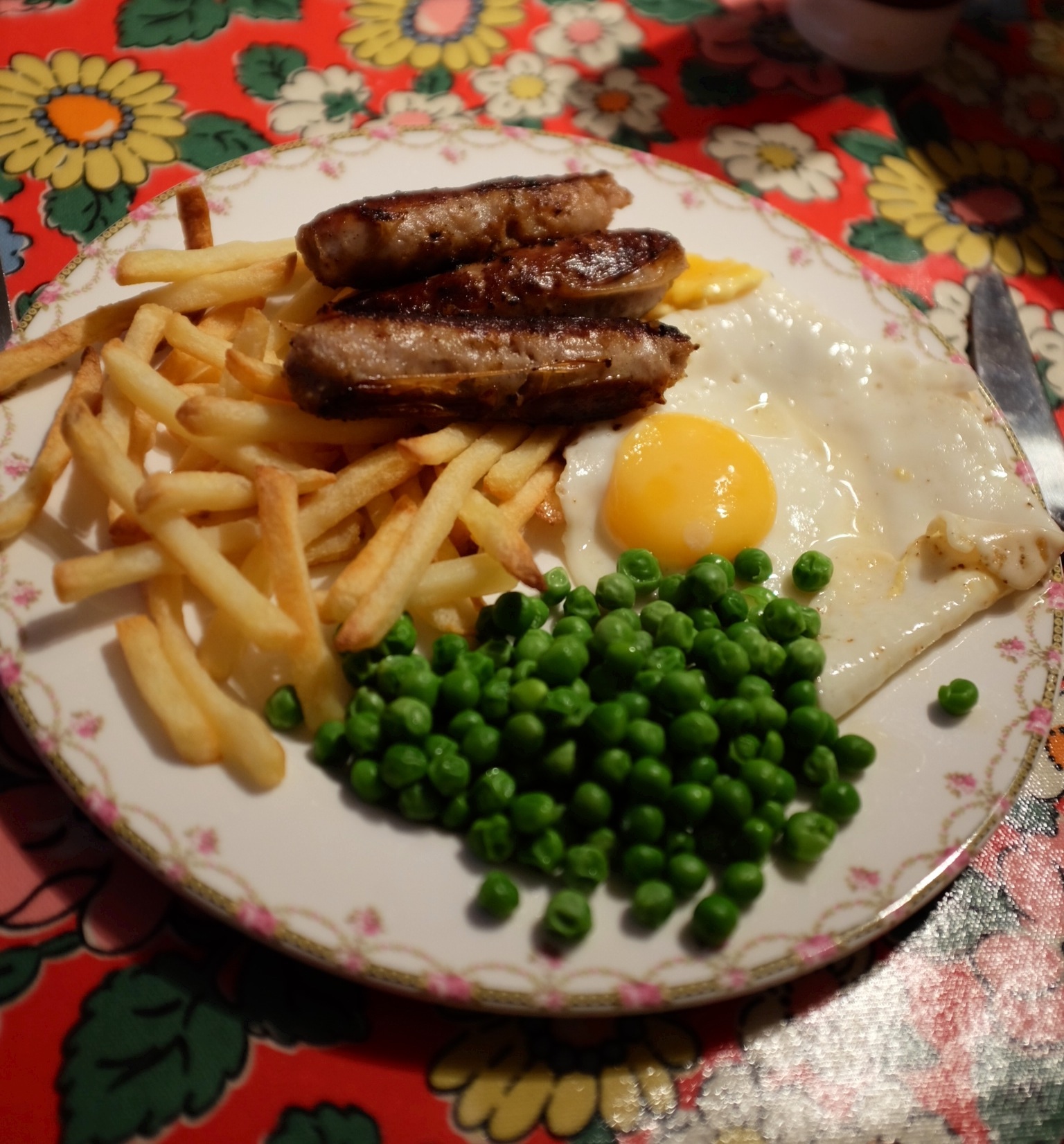 Sausage egg and chips