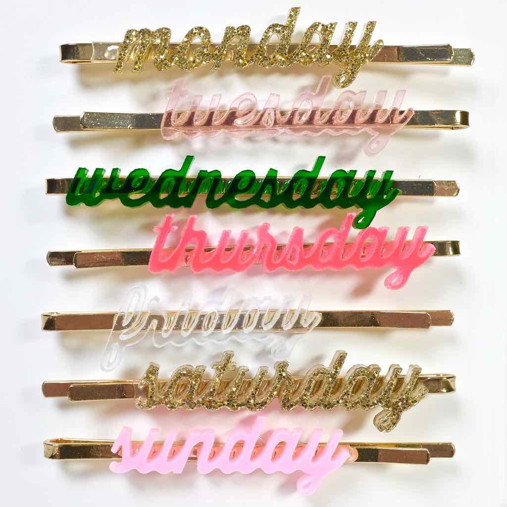 days of the week hair clips