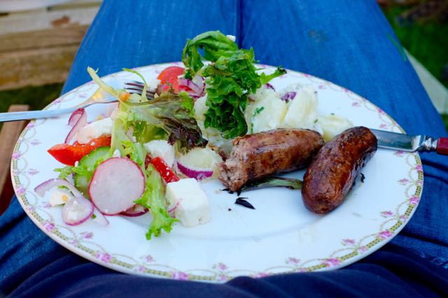 Barbecued sausages