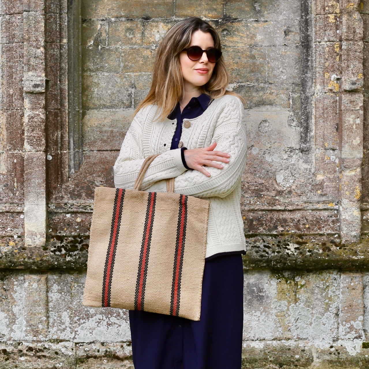Celtic & Co Cardigan and Turtle Bags jute bag