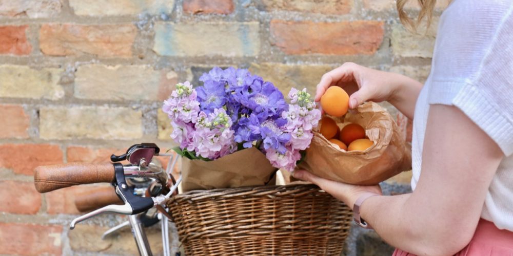 Bike basket with flowers